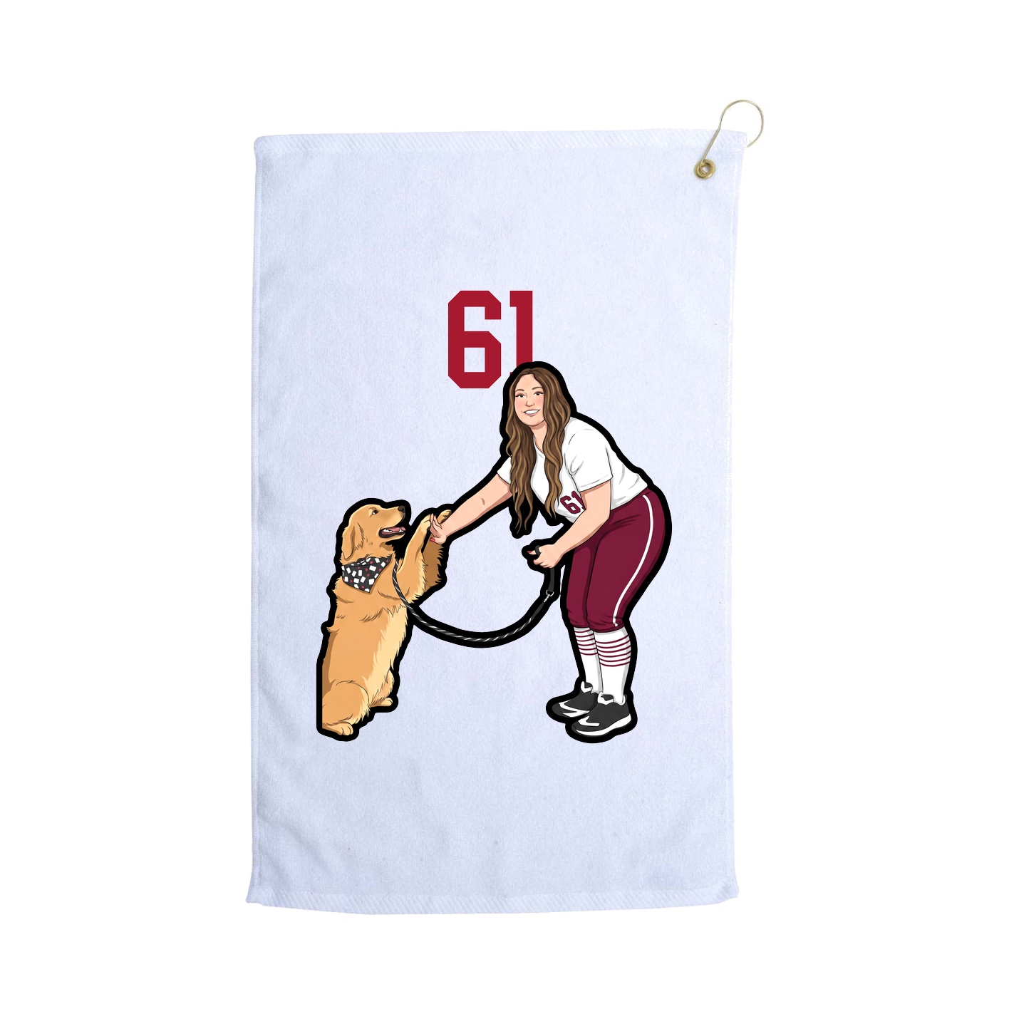 Golf Towel — Number Top in White