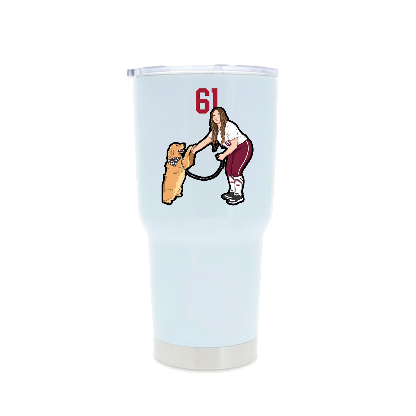 30oz Stainless Steel Tumbler — Number Top in White