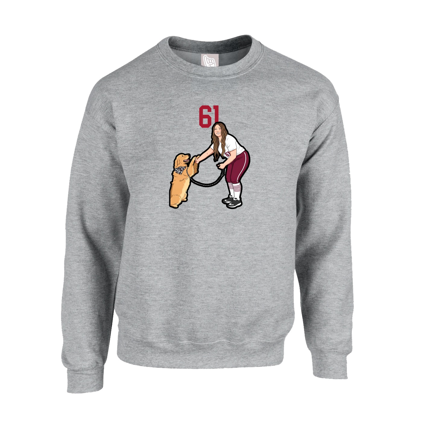 Fleece Crew — Number Top in Grey