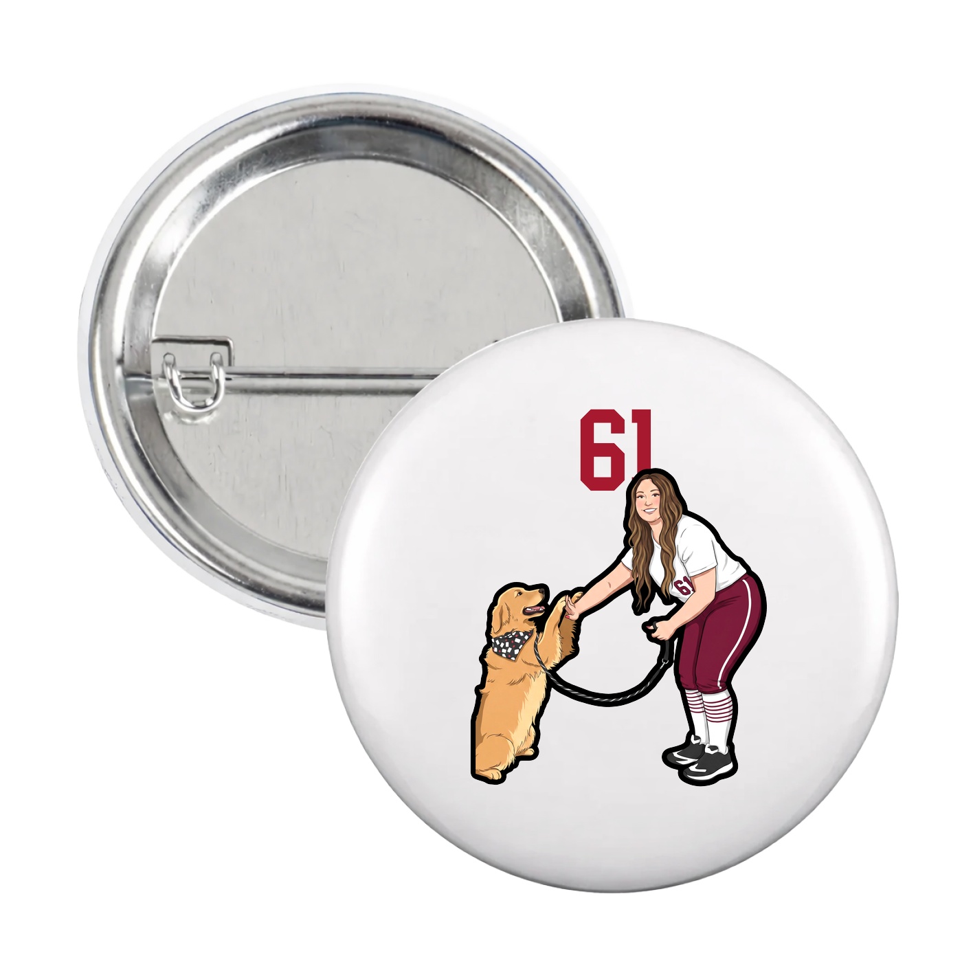 Game Day Button — Number Top in White