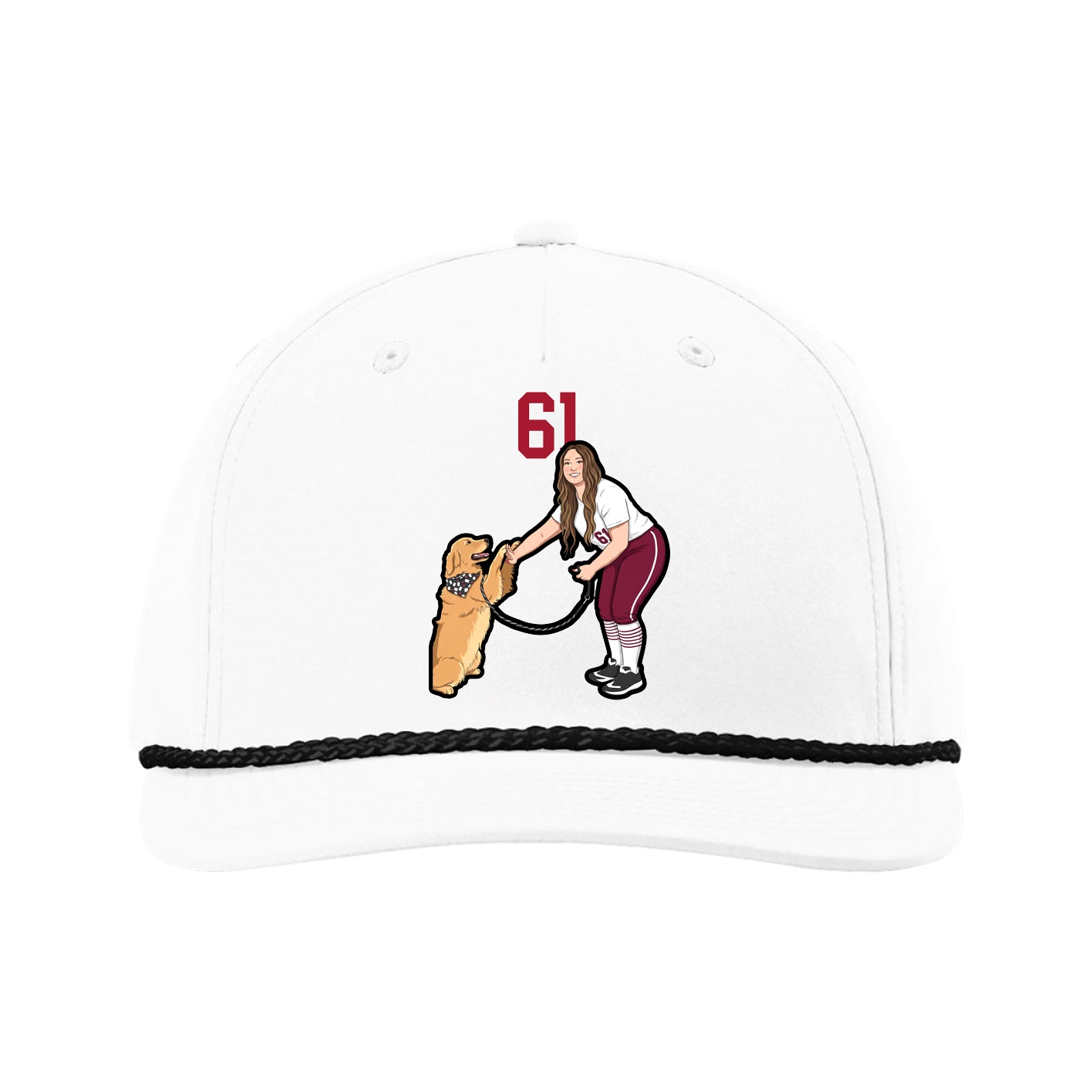 Five-Panel Classic Rope Cap — Number Top in White