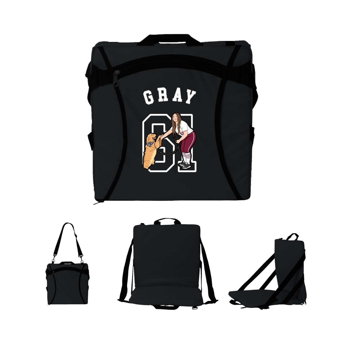Folding Stadium Seat — Shirsey Arch in Black
