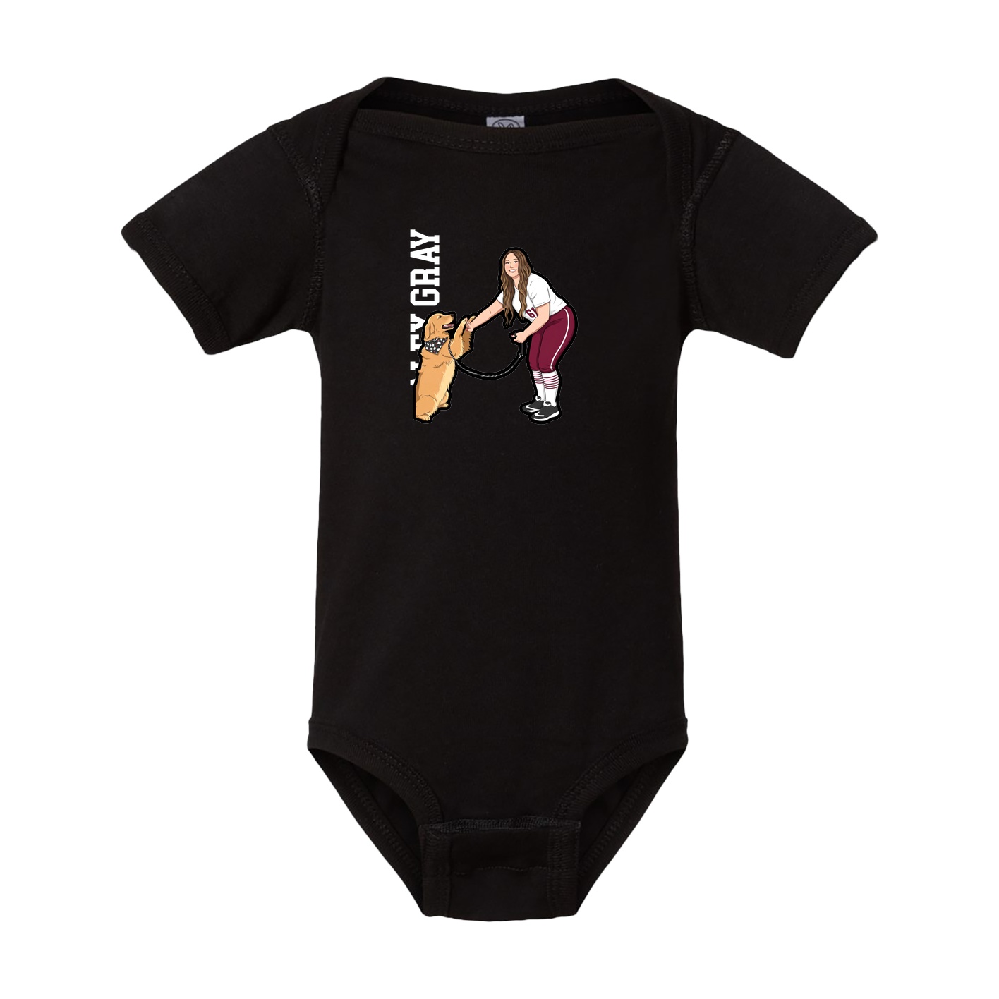 Baby Onesie — Name Vertical in Black