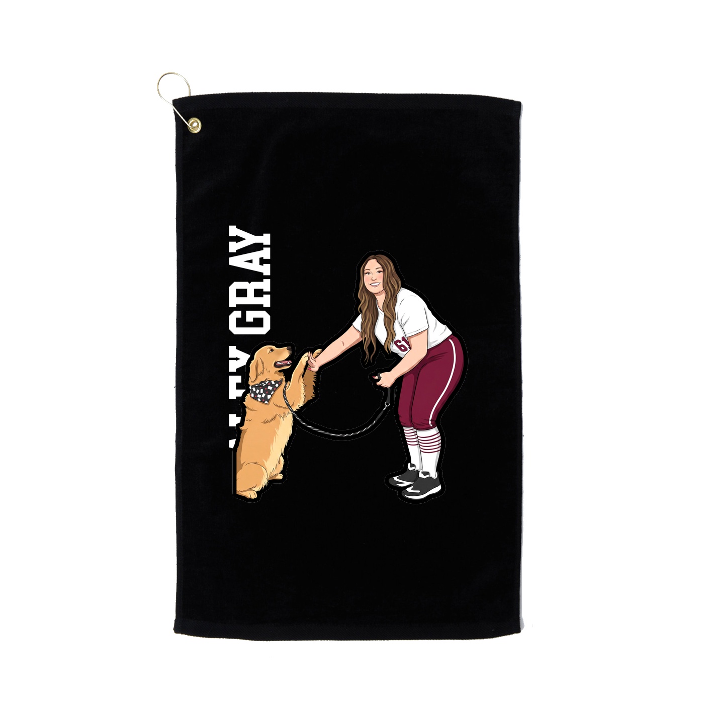 Golf Towel — Name Vertical in Black