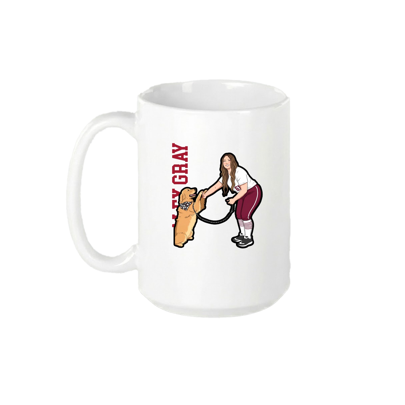 15oz Coffee Mug — Name Vertical in White