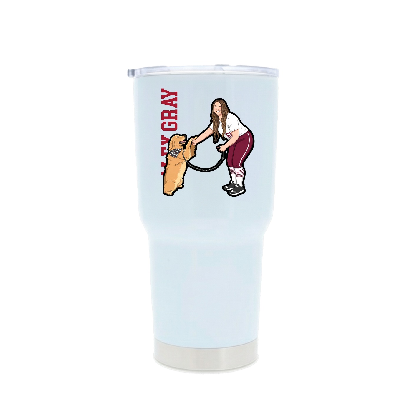 30oz Stainless Steel Tumbler — Name Vertical in White