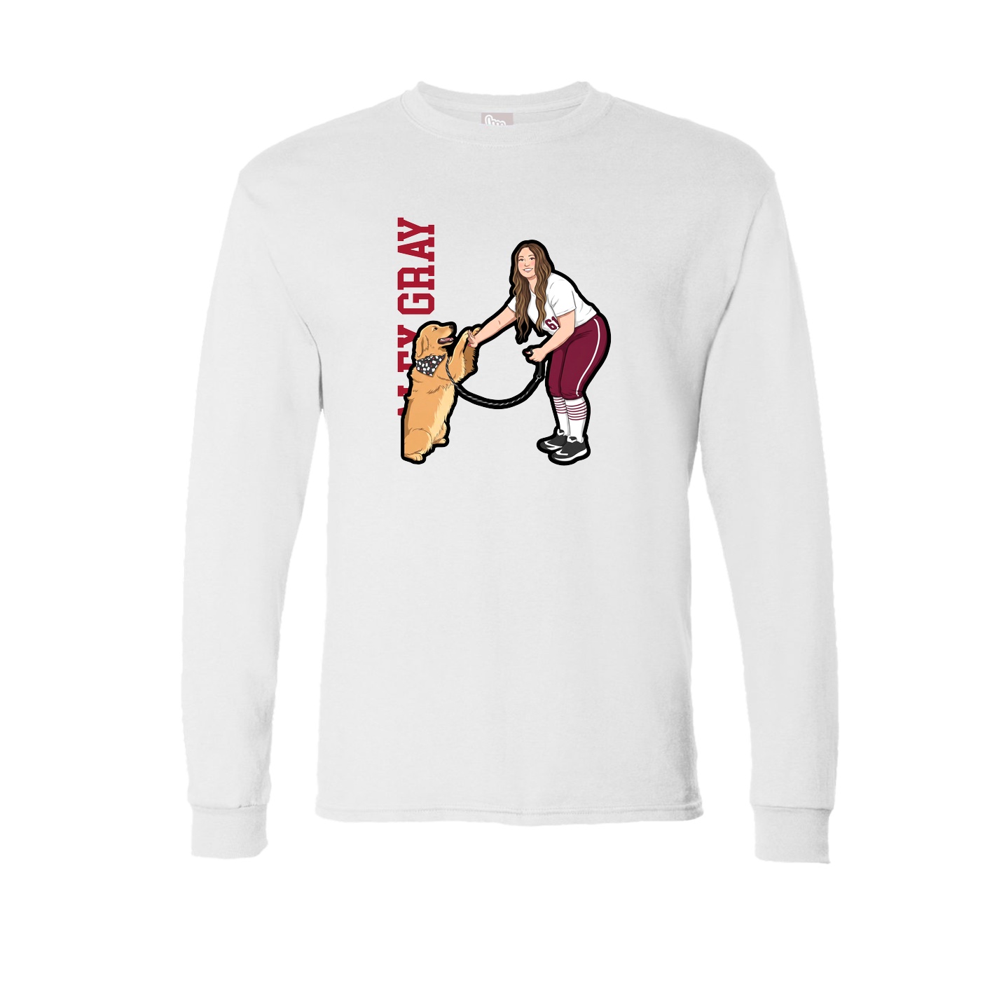Long Sleeve Tee — Name Vertical in White