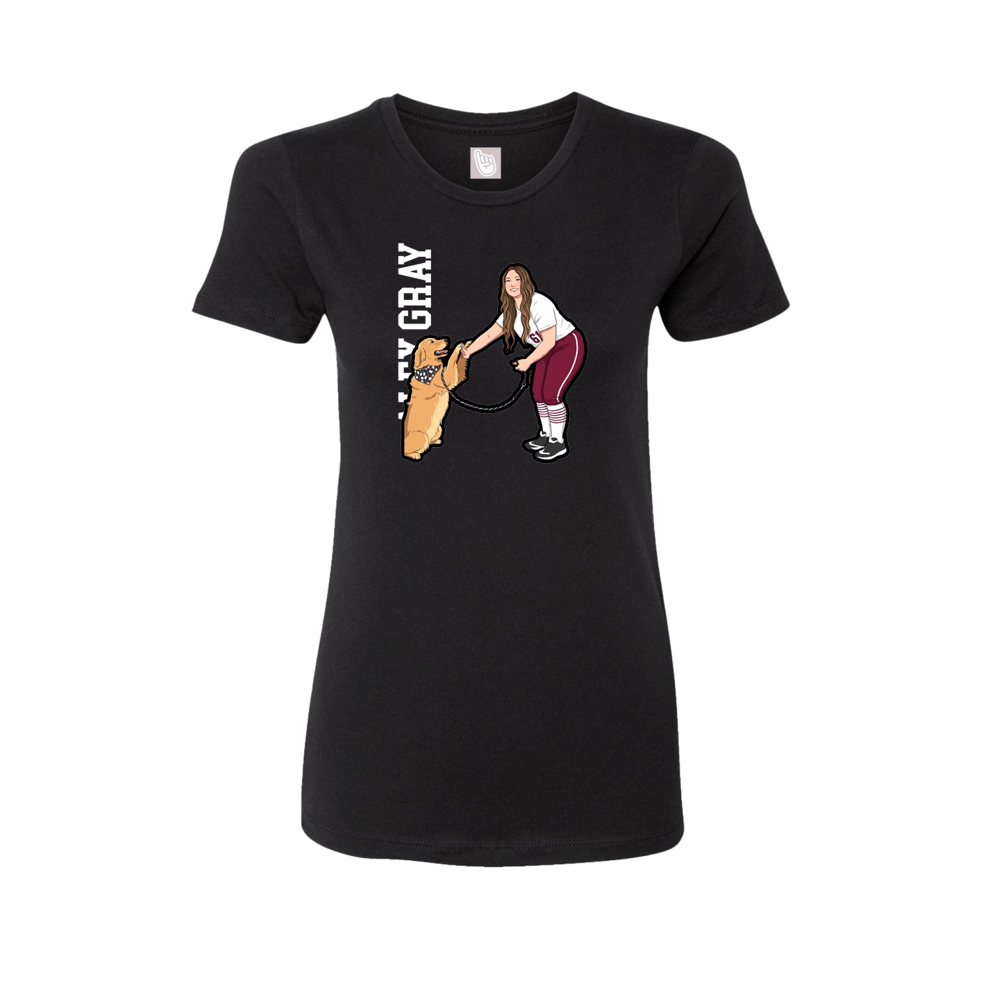 Fitted Women's Tee — Name Vertical in Black