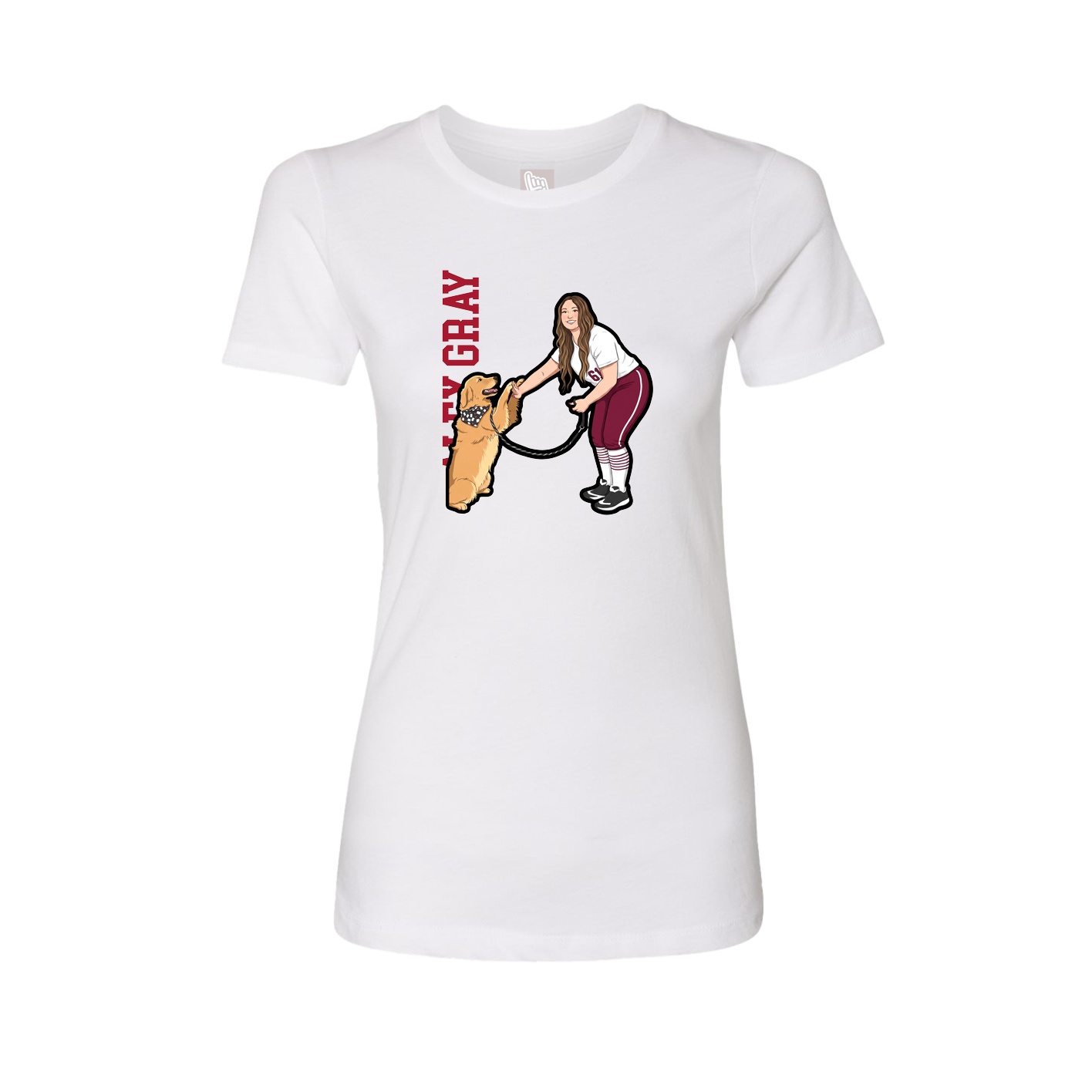 Womens Tee — Name Vertical in White