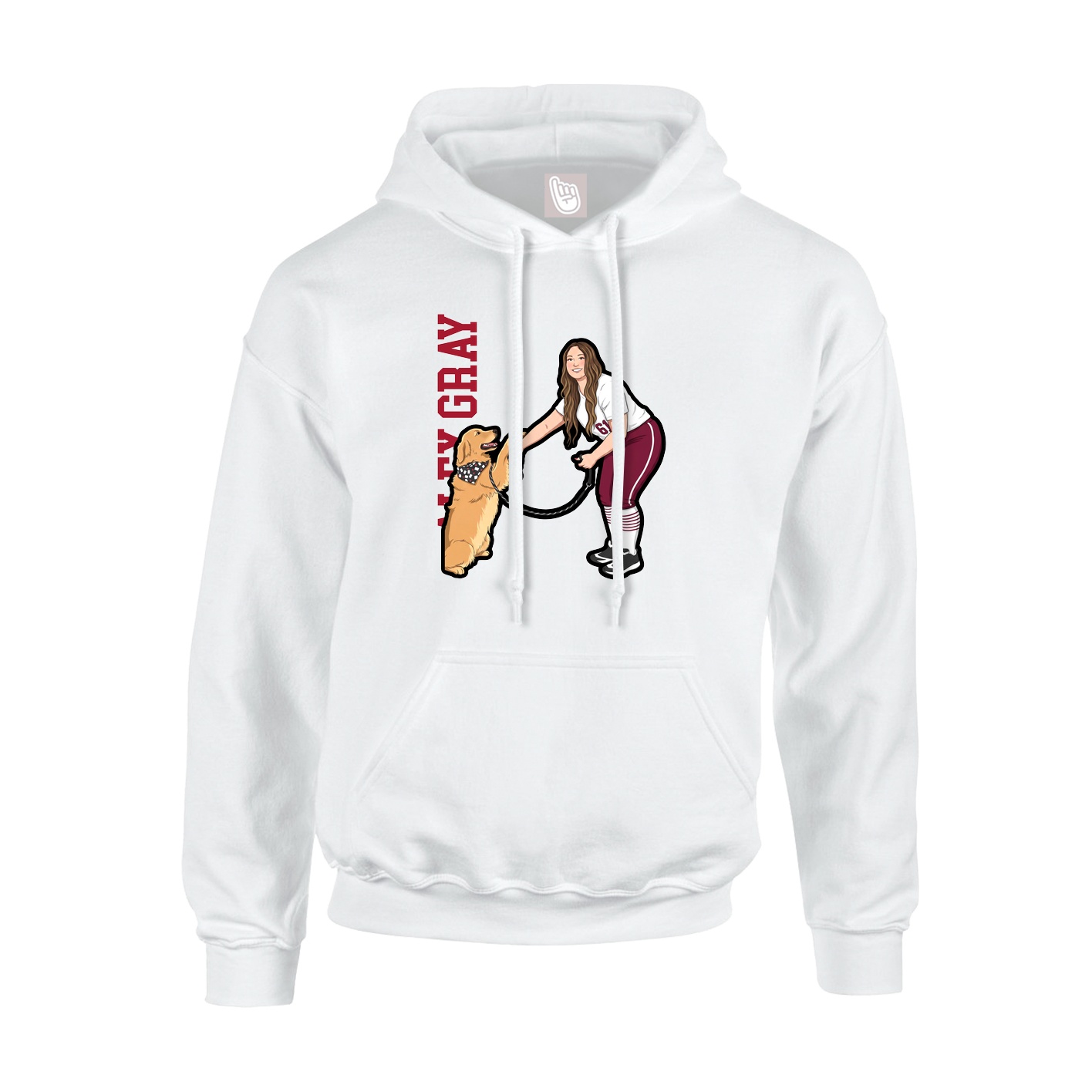 Youth Hoodie — Name Vertical in White