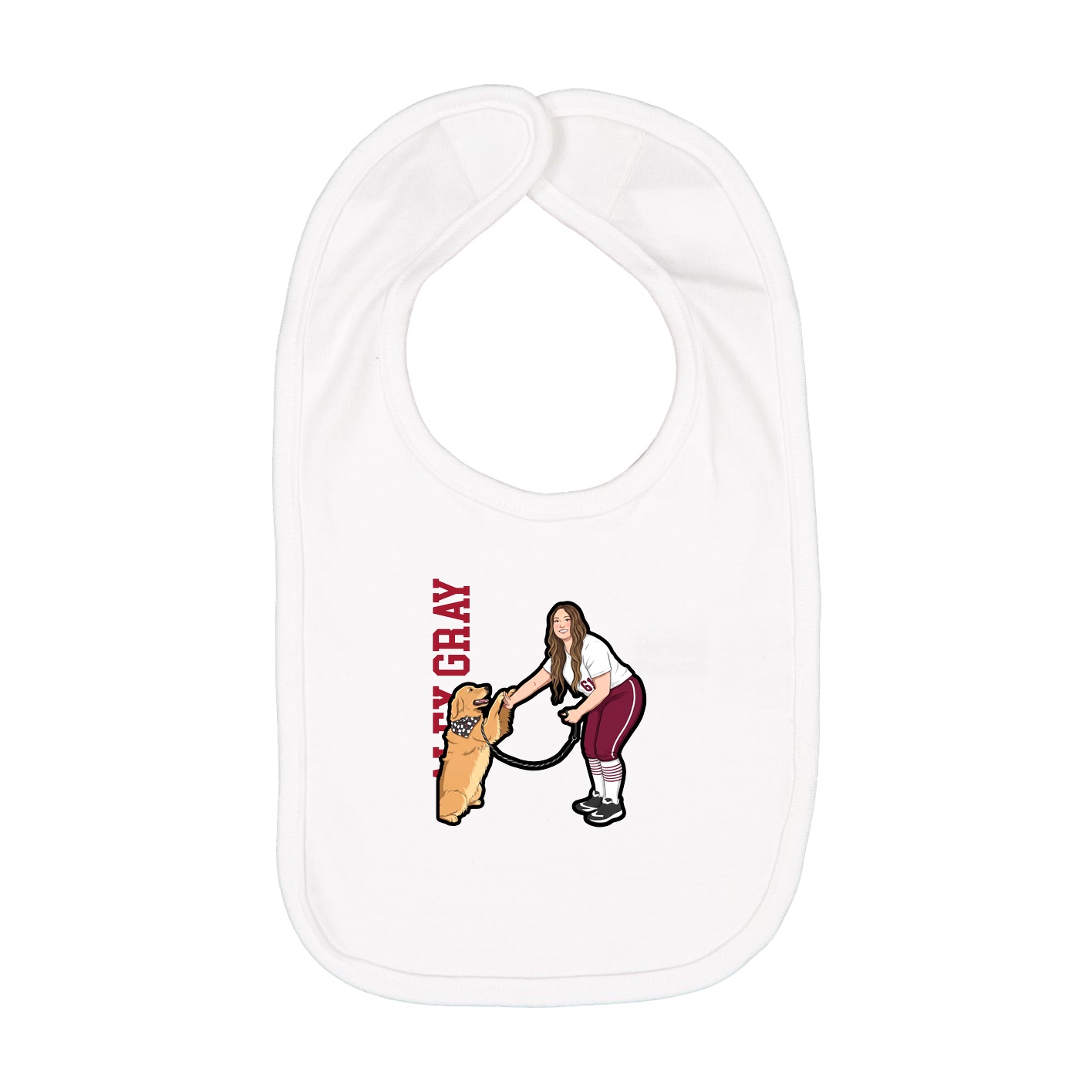 Infant Bib — Name Vertical in White