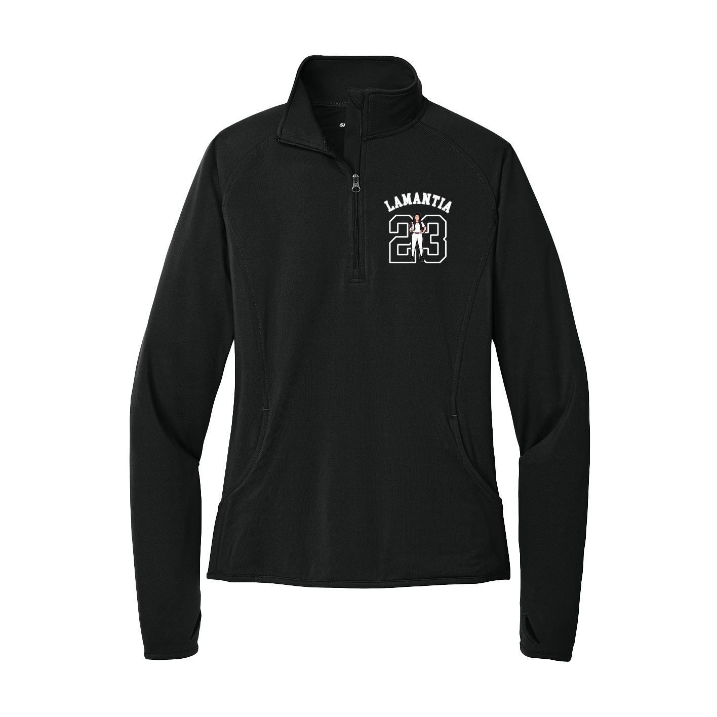 Women's Q-Zip Pullover — Shirsey Arch in Black