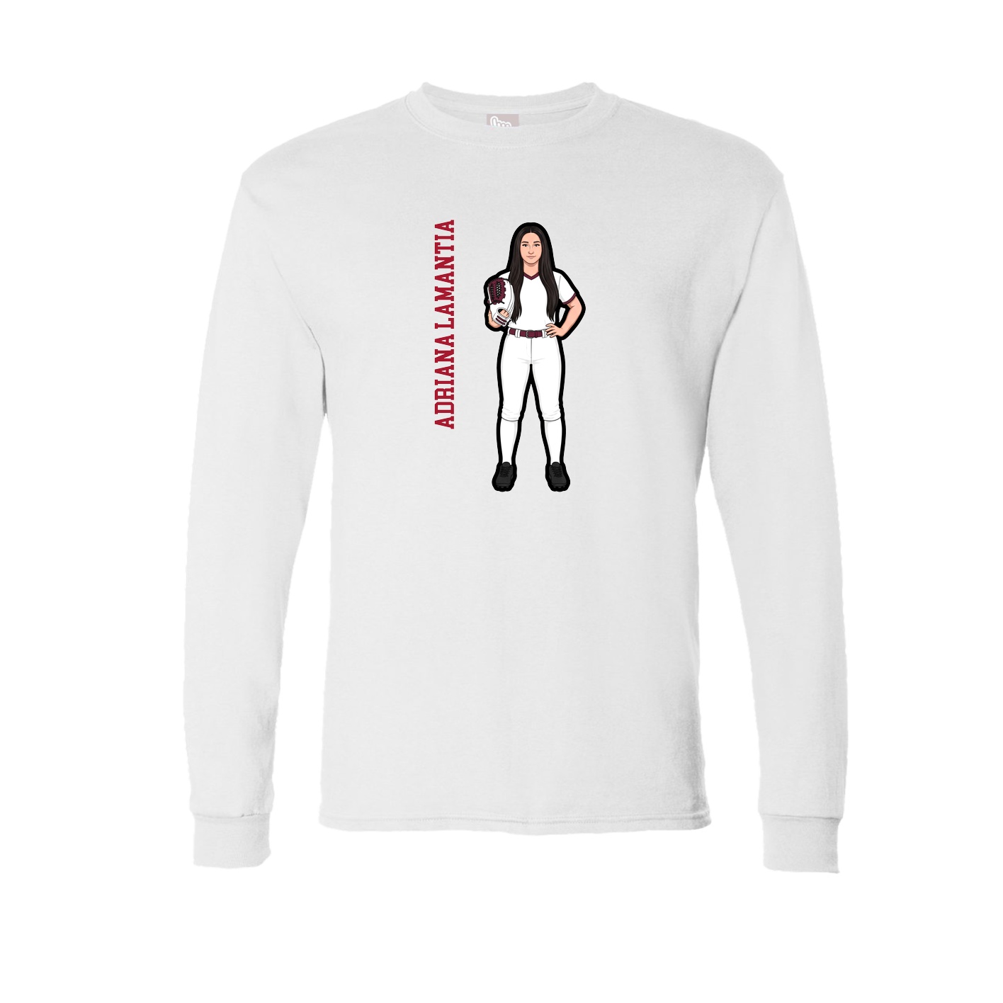 Long Sleeve Tee — Name Vertical in White