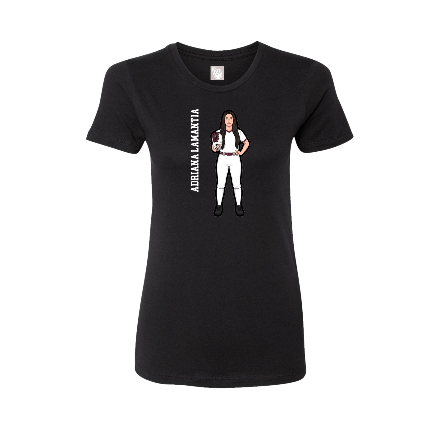 Womens Tee — Name Vertical in Black
