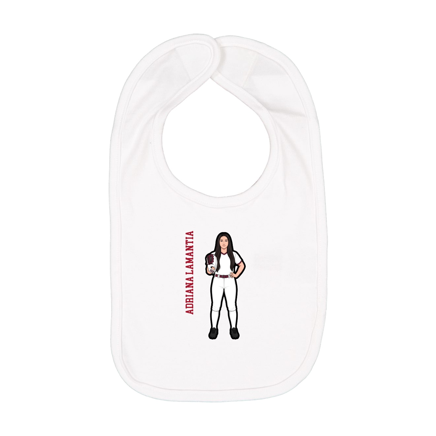 Infant Bib — Name Vertical in White