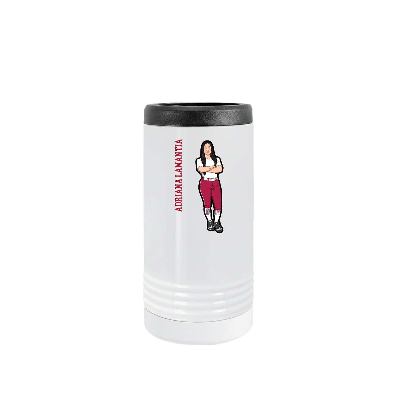 Slim Beverage Holder — Name Vertical in White