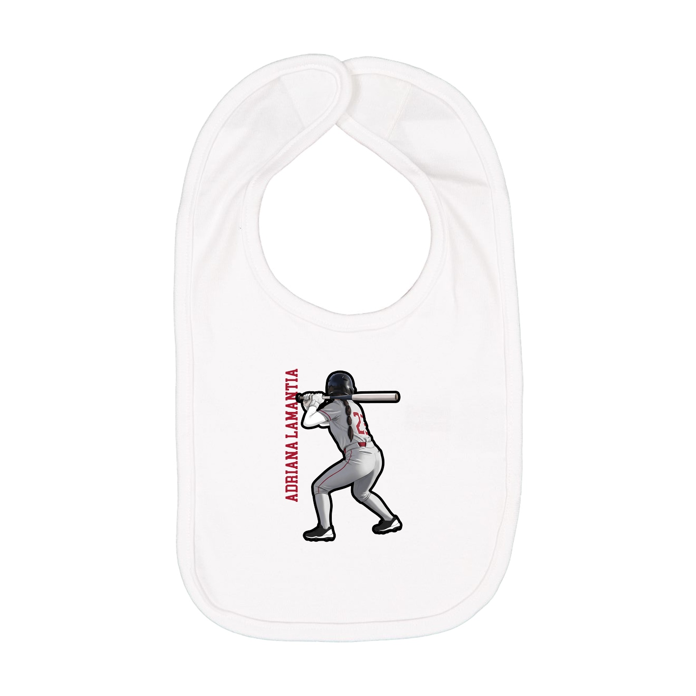 Infant Bib — Name Vertical in White