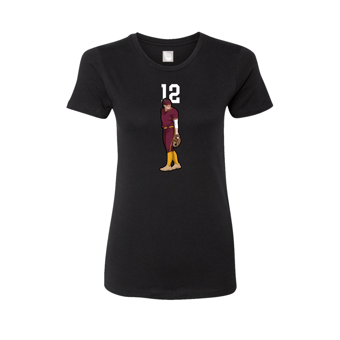 Fitted Women's Tee — Number Top in Black