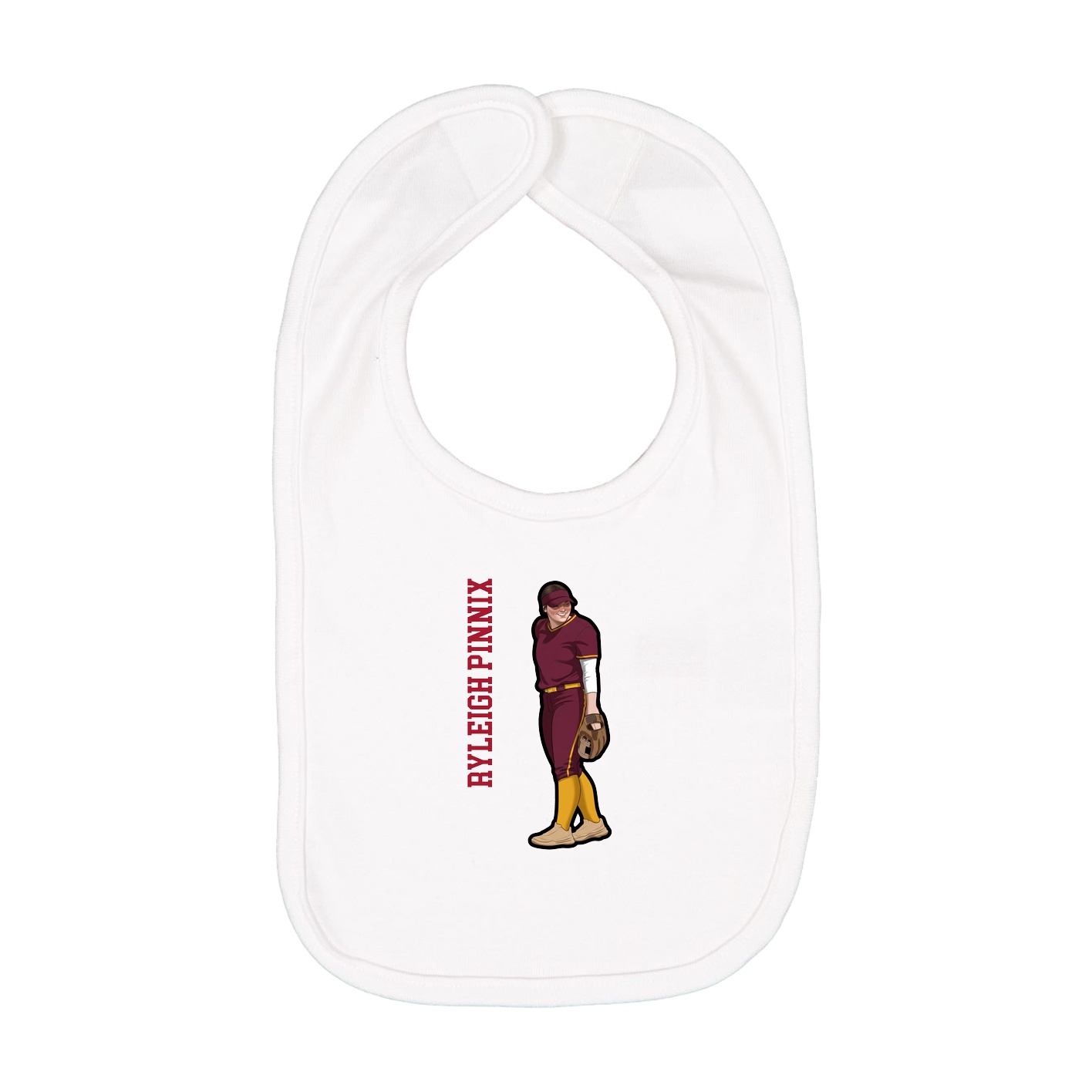 Infant Bib — Name Vertical in White