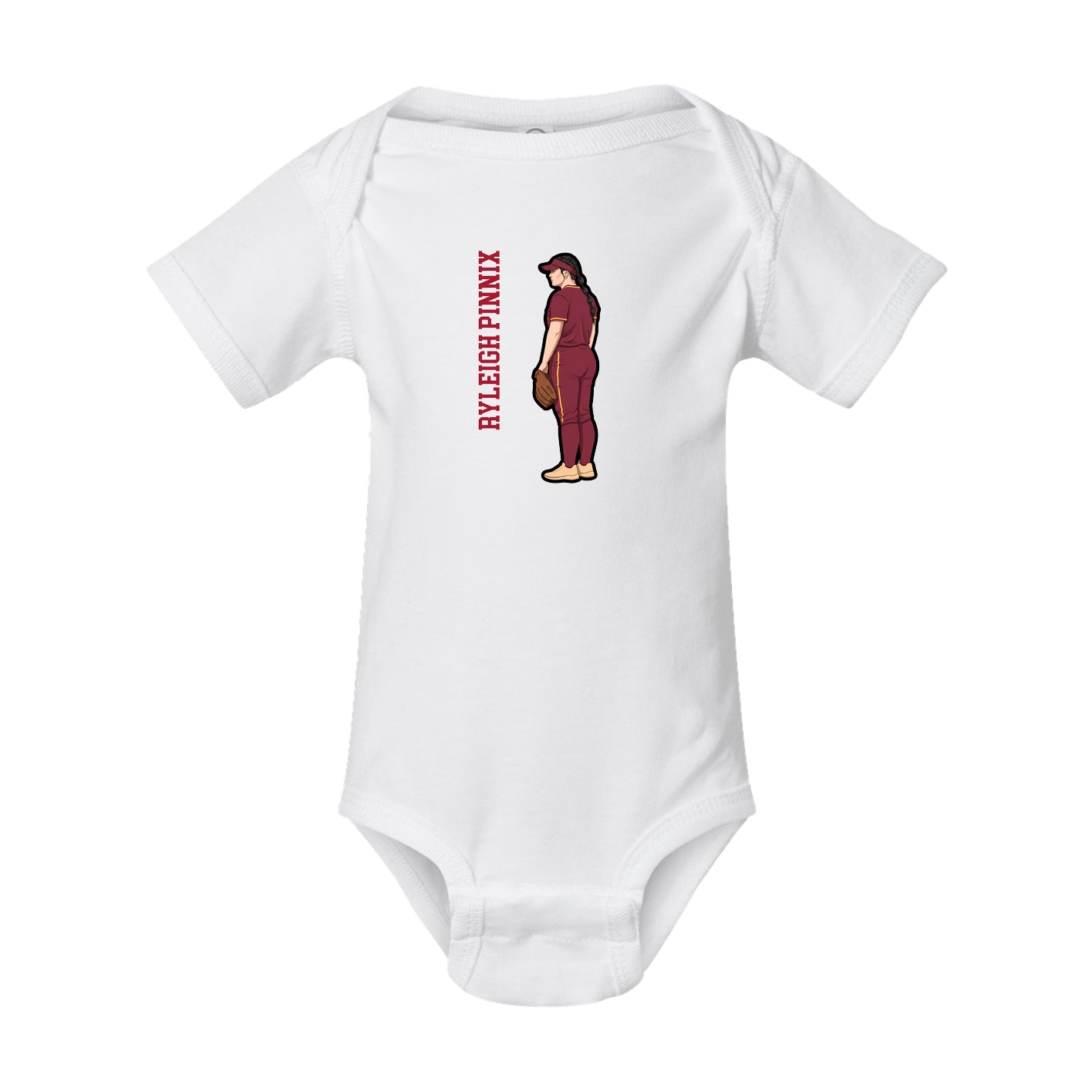 Baby Onesie — Name Vertical in White