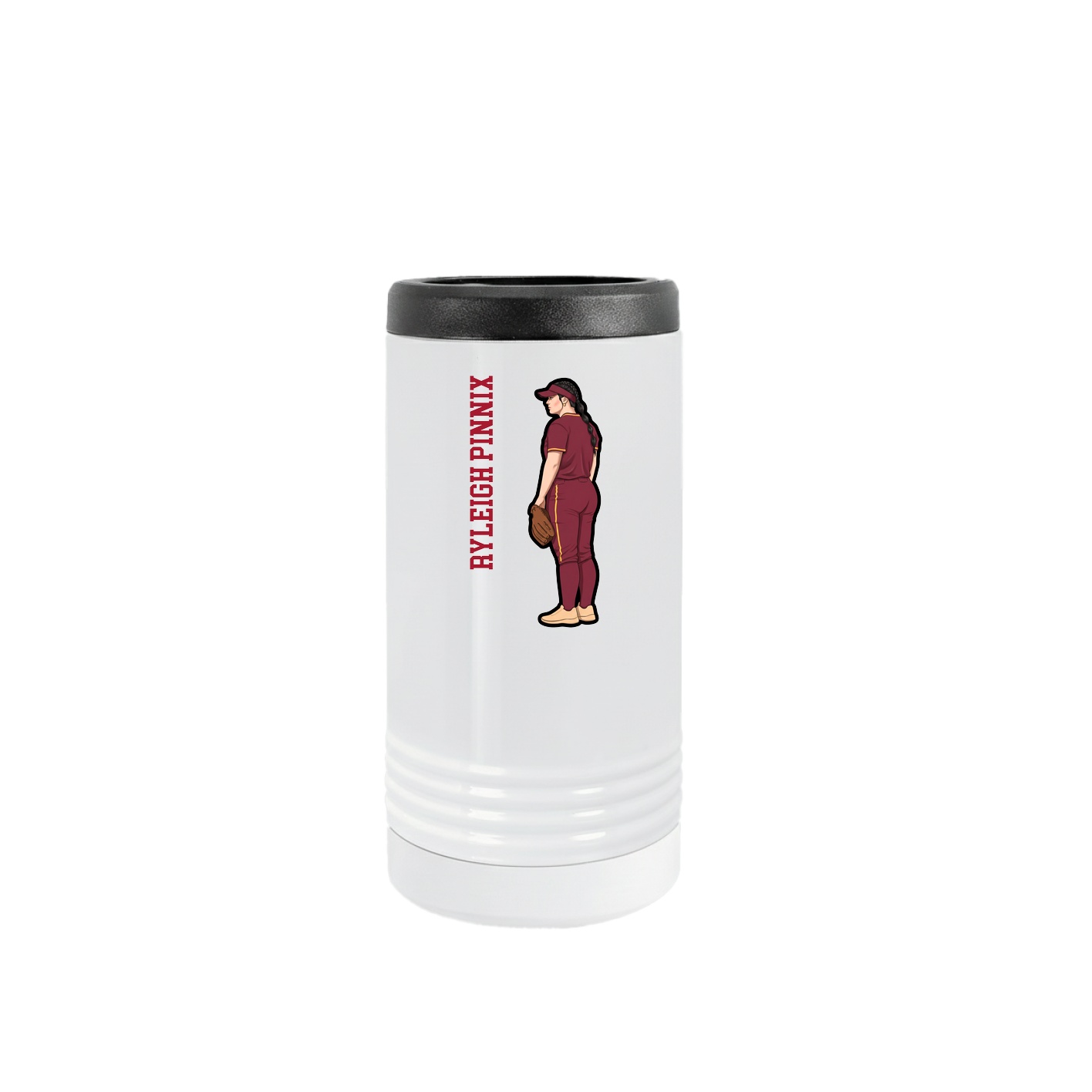 Slim Beverage Holder — Name Vertical in White