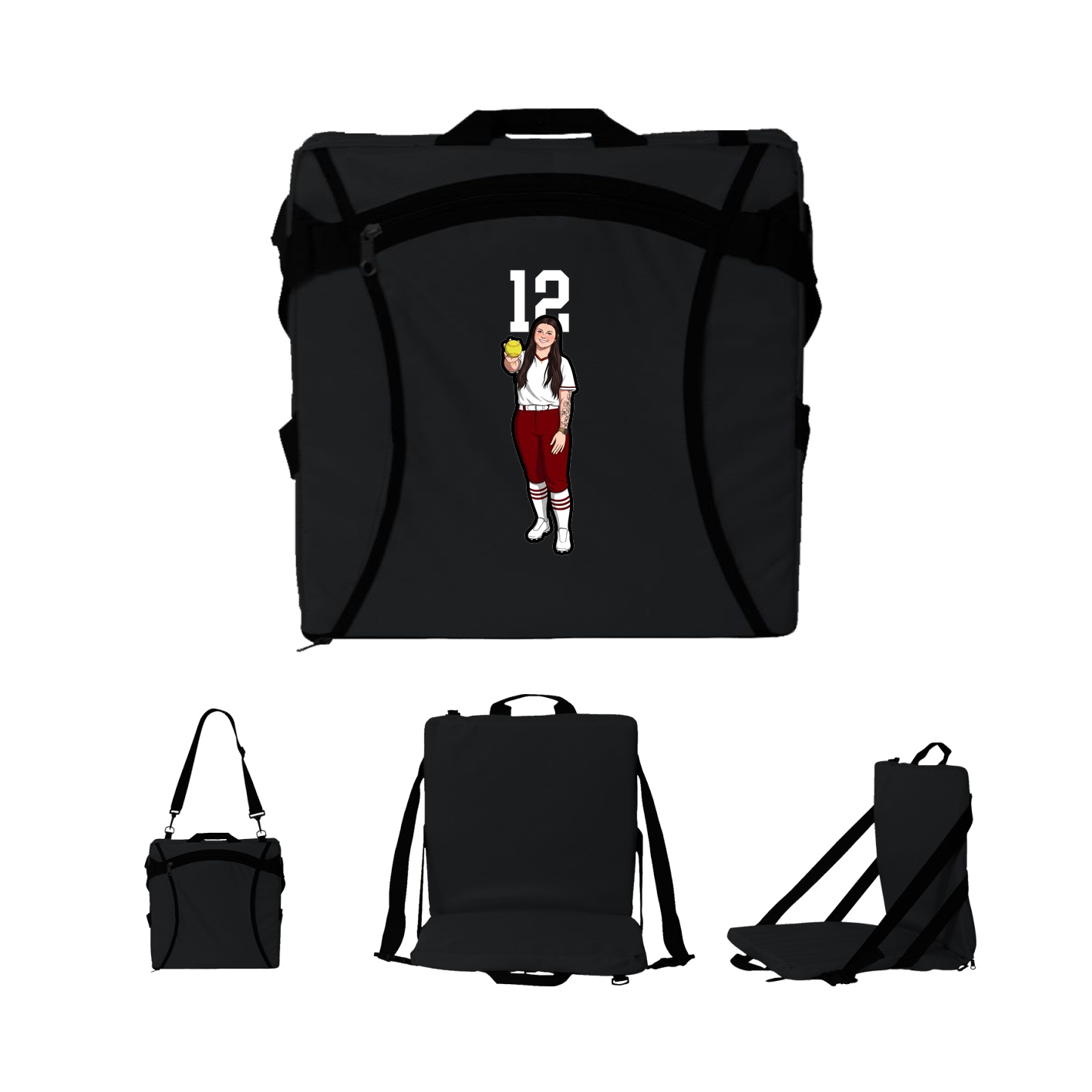Folding Stadium Seat — Number Top in Black