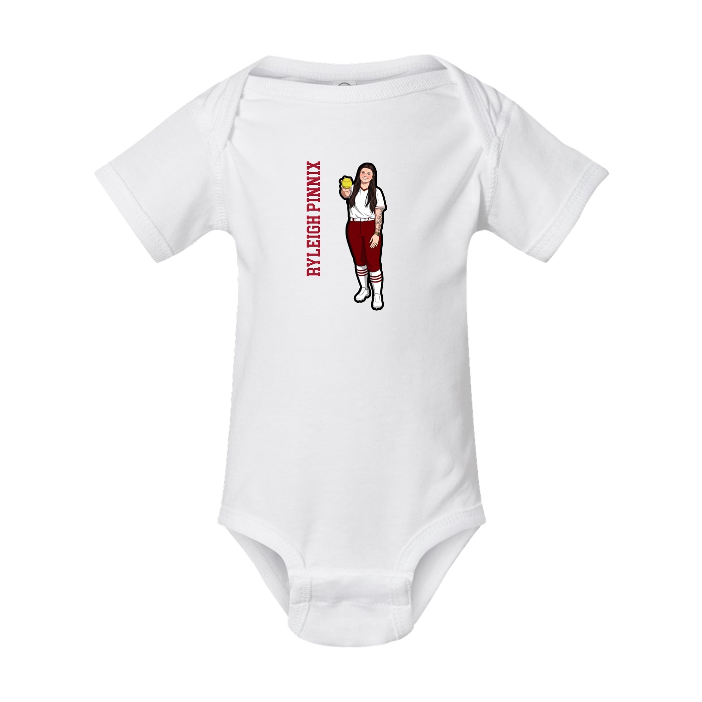 Baby Onesie — Name Vertical in White