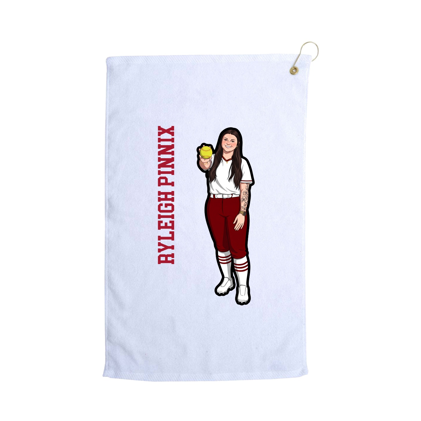 Golf Towel — Name Vertical in White