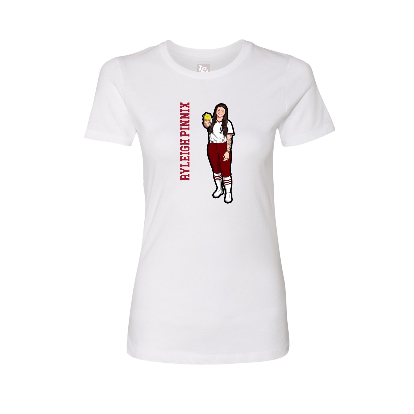 Fitted Women's Tee — Name Vertical in White