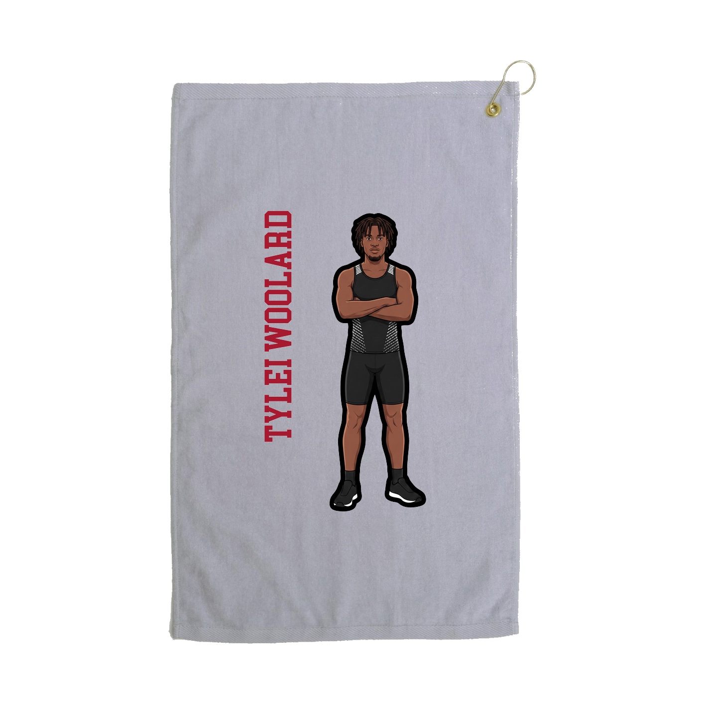 Golf Towel — Name Vertical in Grey