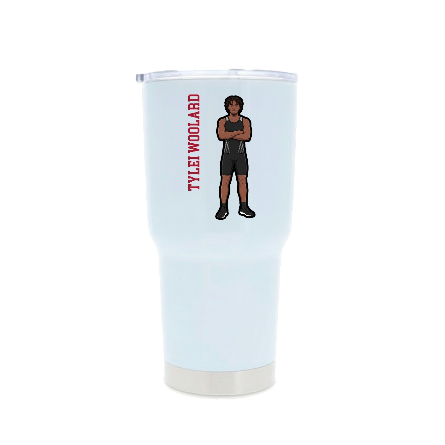 30oz Stainless Steel Tumbler — Name Vertical in White