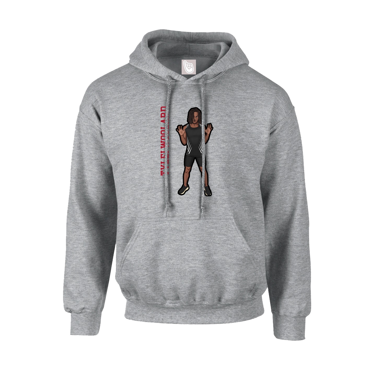 Youth Hoodie — Name Vertical in Grey