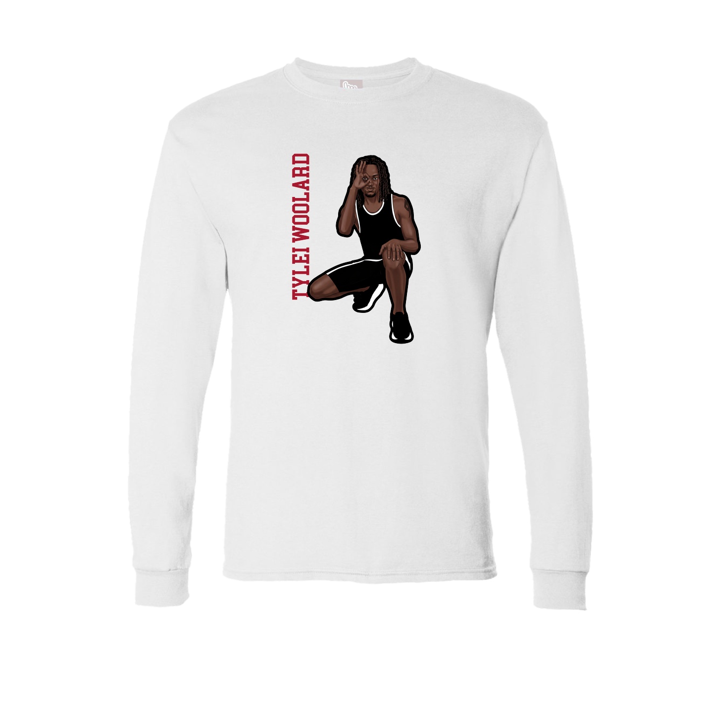 Long Sleeve Tee — Name Vertical in White
