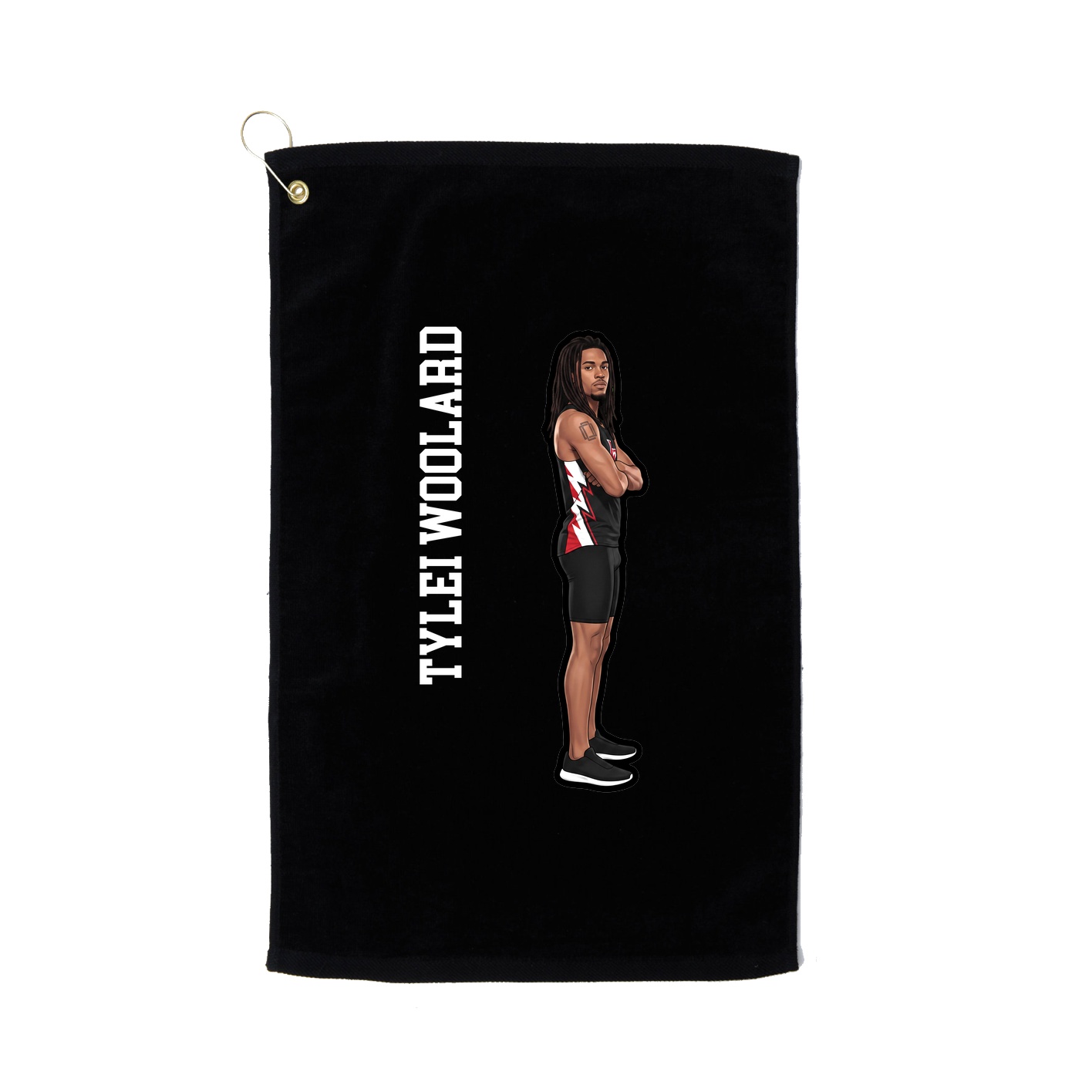 Golf Towel — Name Vertical in Black