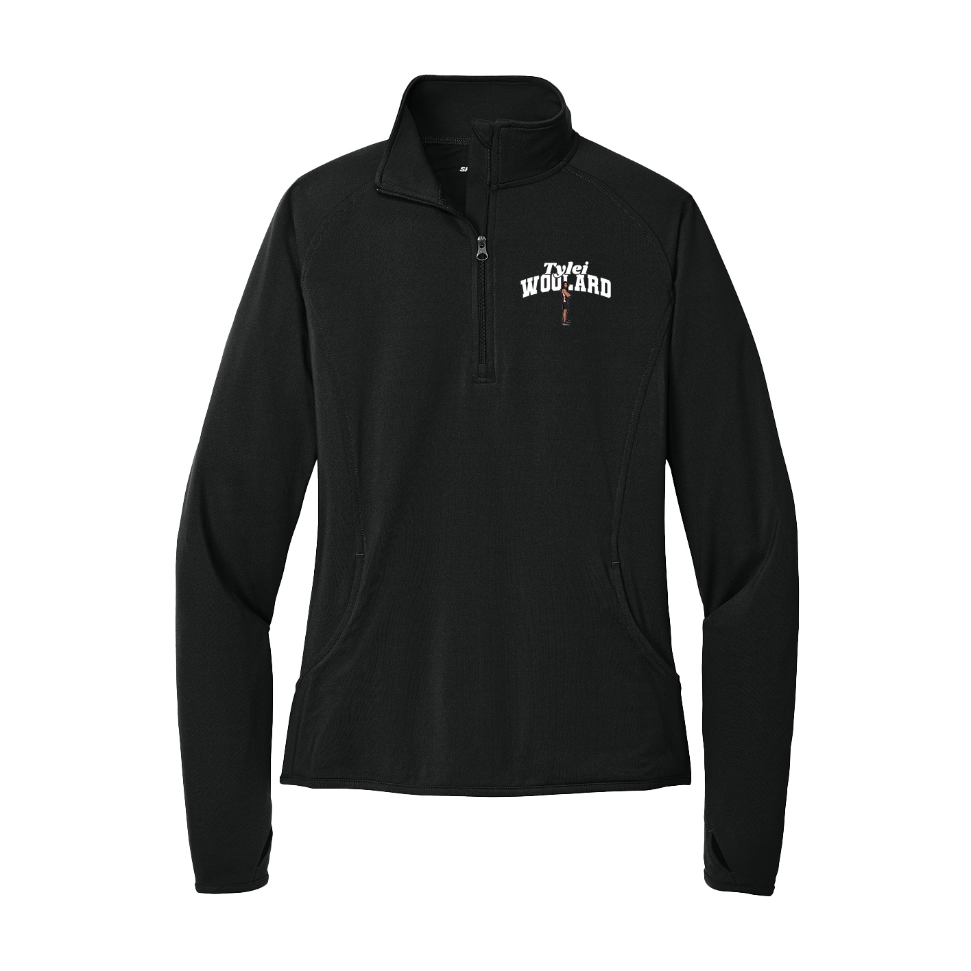 Women's Q-Zip Pullover — Signature Arch in Black