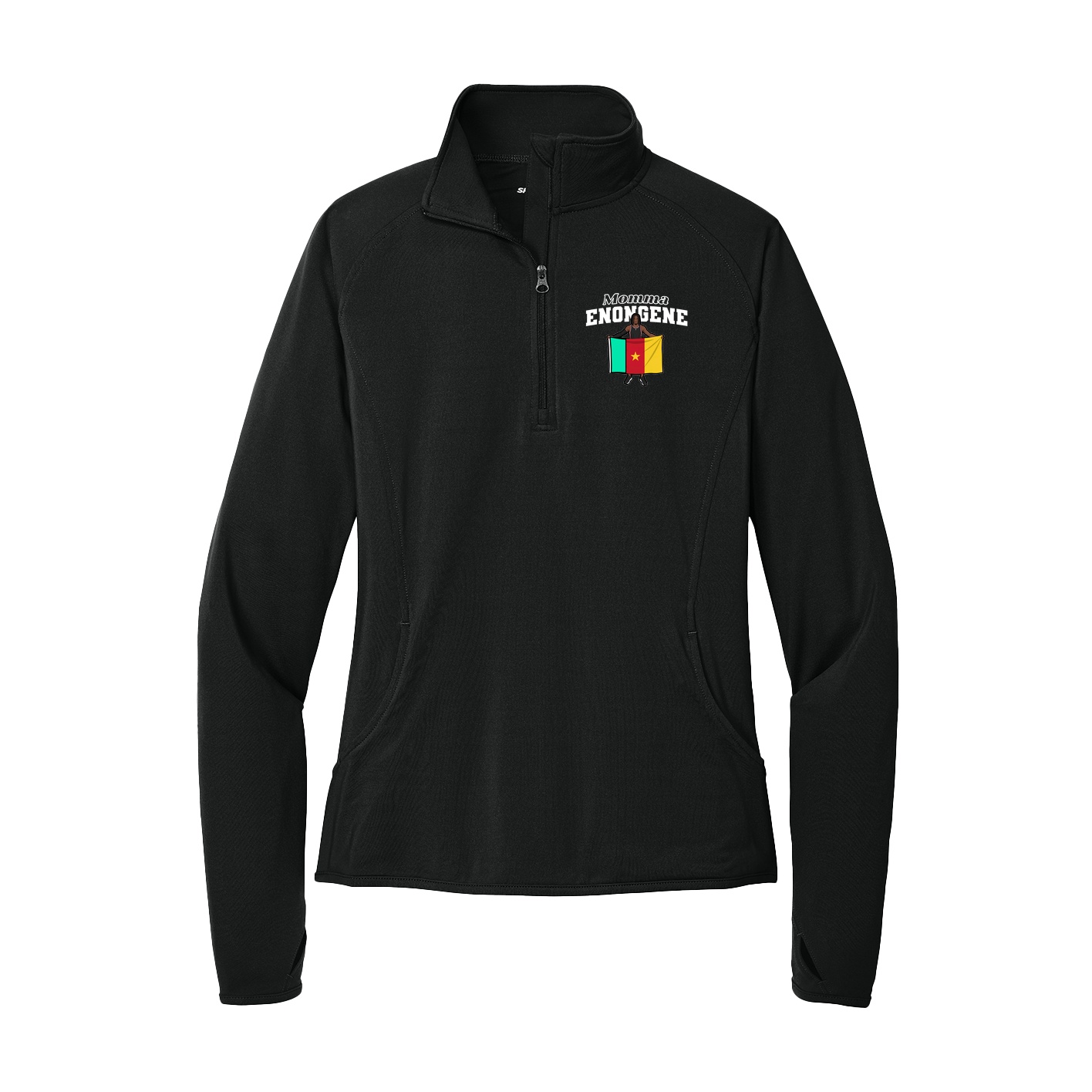 Women's Q-Zip Pullover — Mothers Day Block in Black