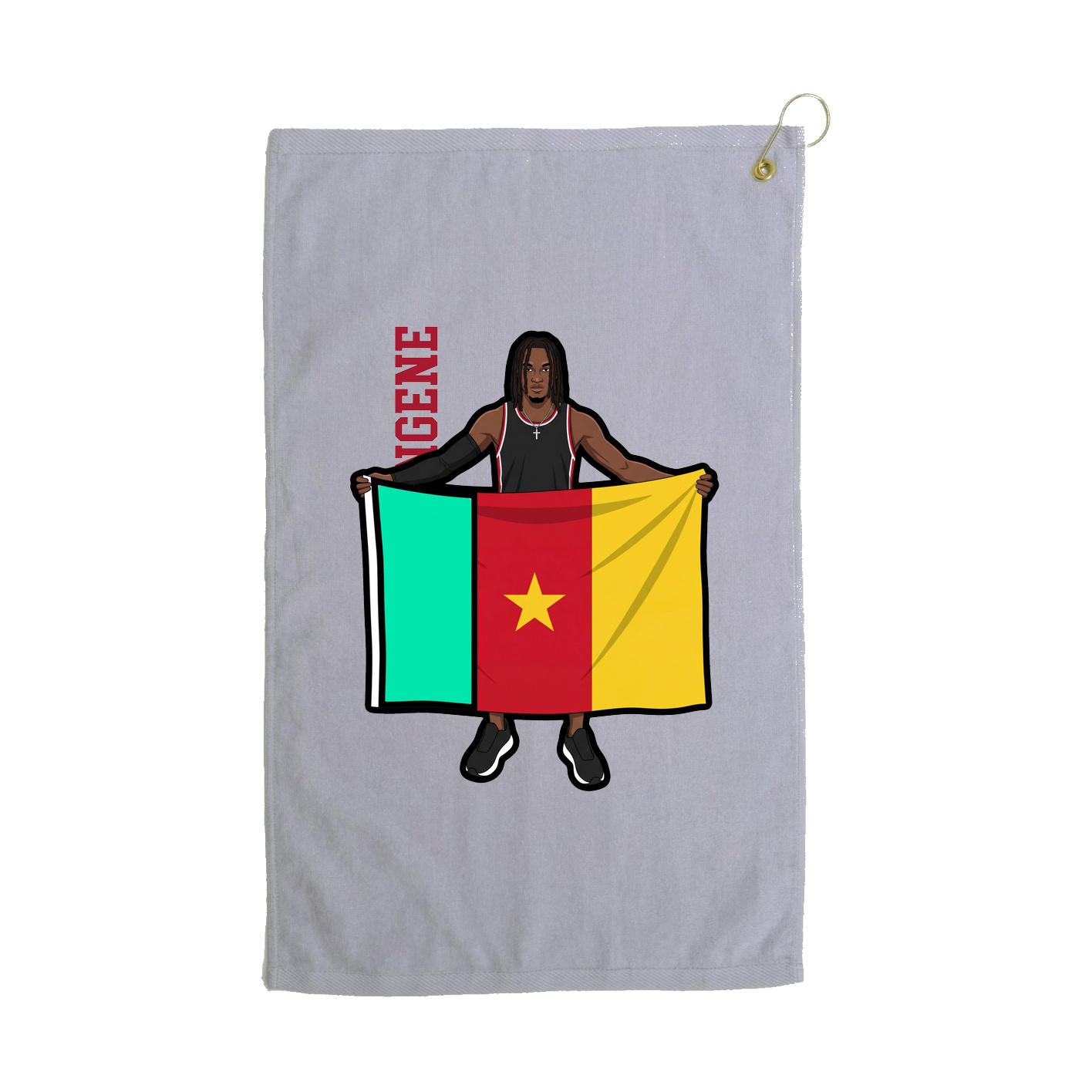 Golf Towel — Name Vertical in Grey