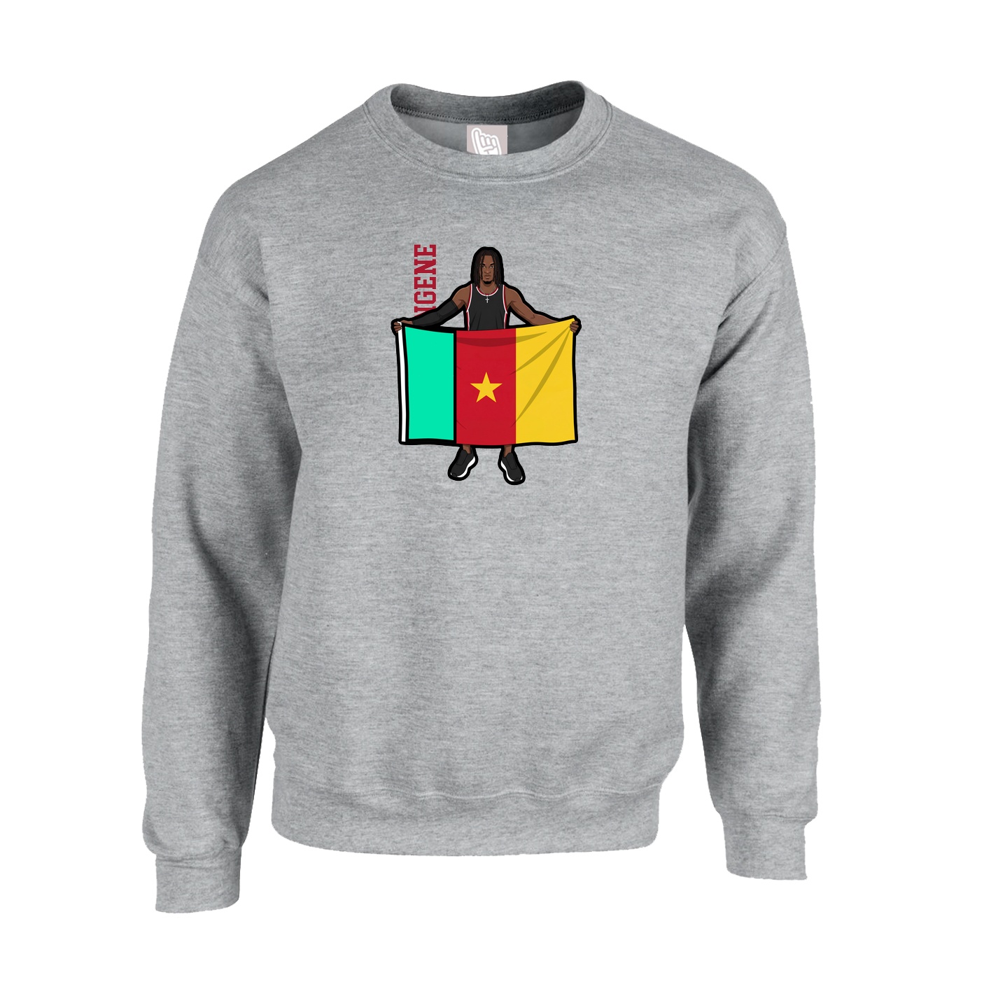 Fleece Crew — Name Vertical in Grey