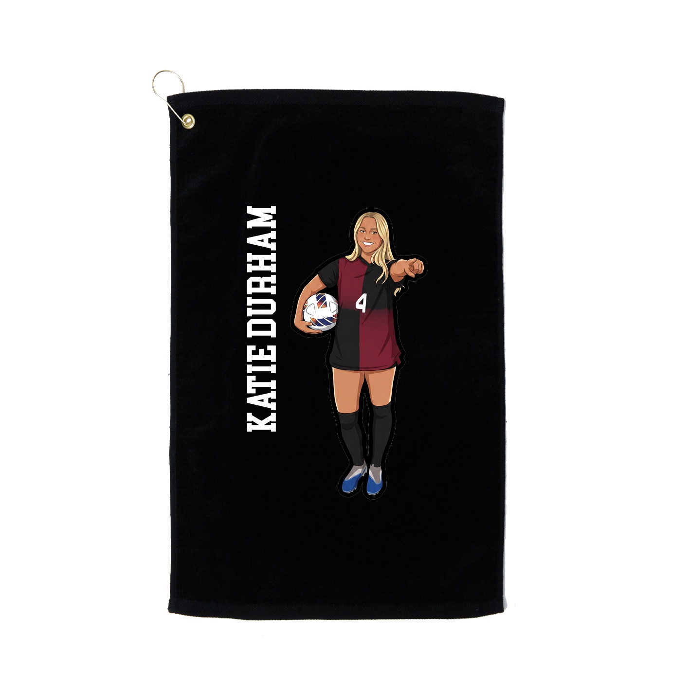 Golf Towel — Name Vertical in Black