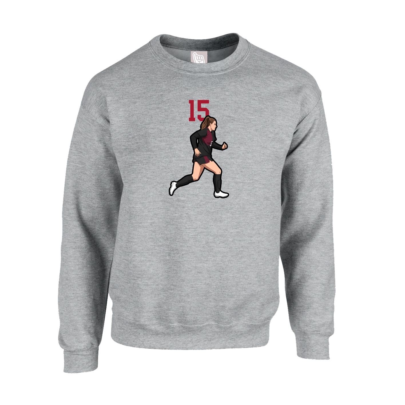 Fleece Crew — Number Top in Grey