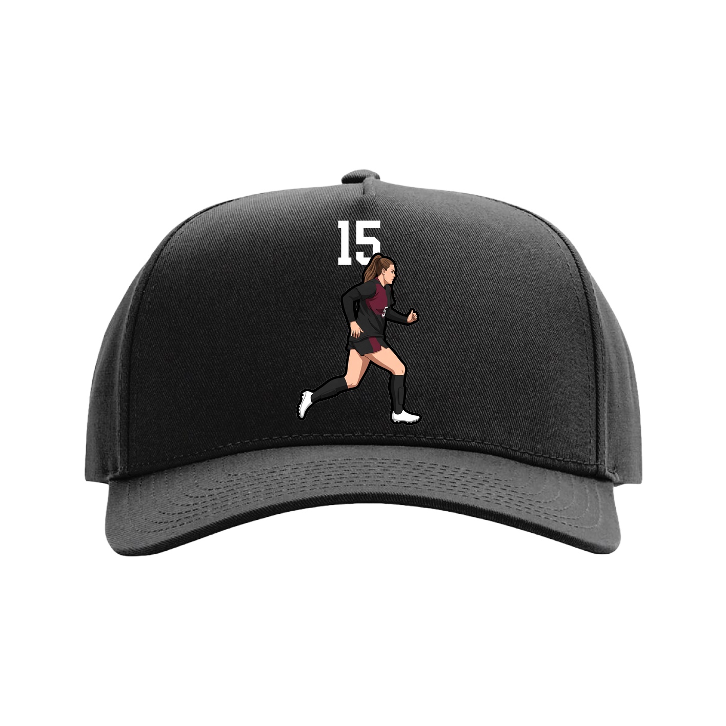 Full Fabric Five-Panel Champ Cap — Number Top in Black