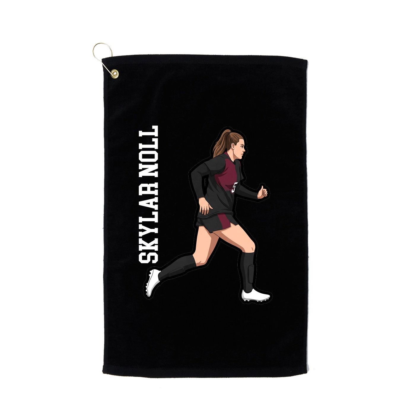 Golf Towel — Name Vertical in Black