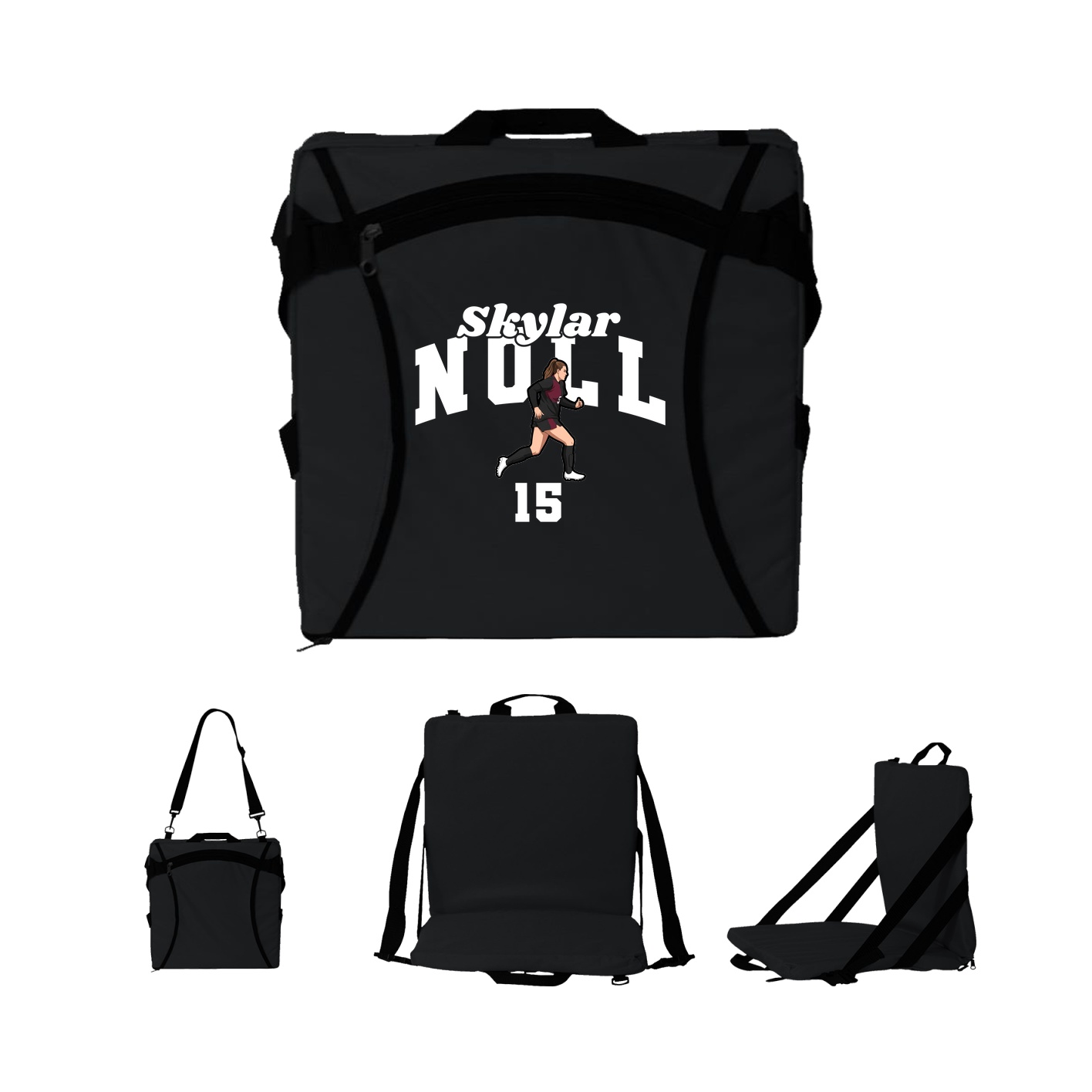 Folding Stadium Seat — Signature Arch in Black