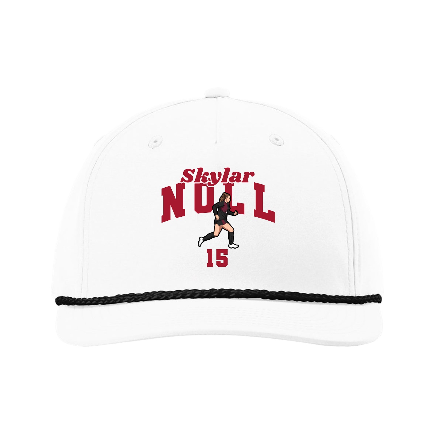 Five-Panel Classic Rope Cap — Signature Arch in White