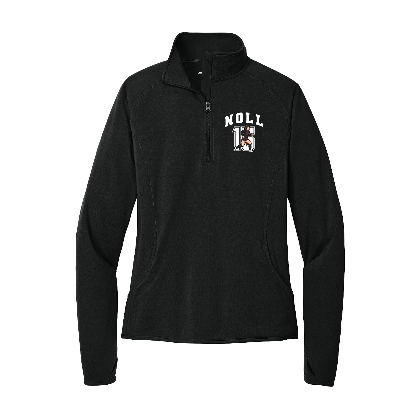 Women's Q-Zip Pullover — Number in Black