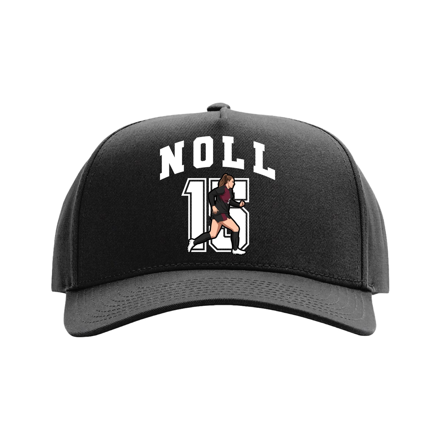 Full Fabric Five-Panel Champ Cap — Number in Black
