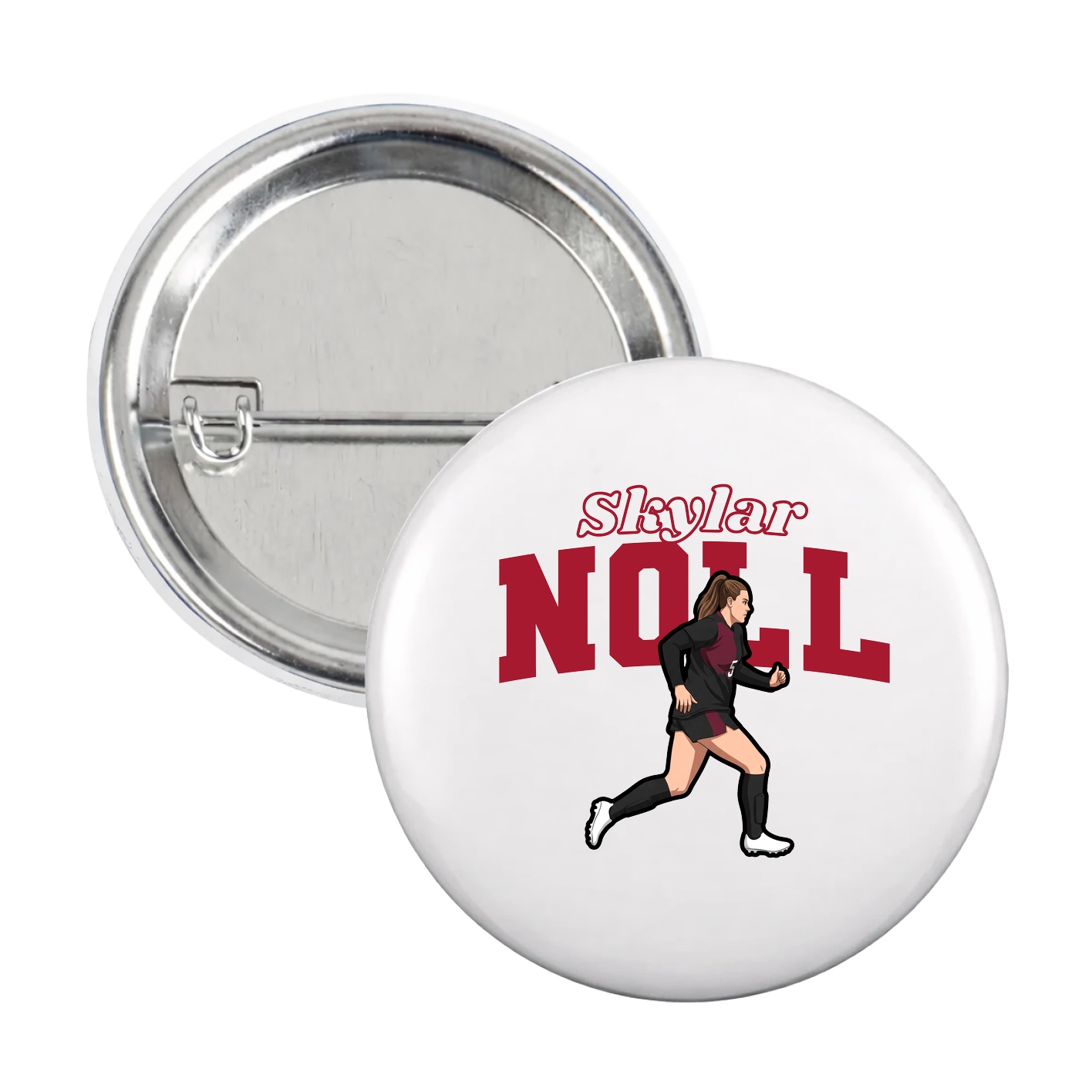 Game Day Button — Name Arch in White