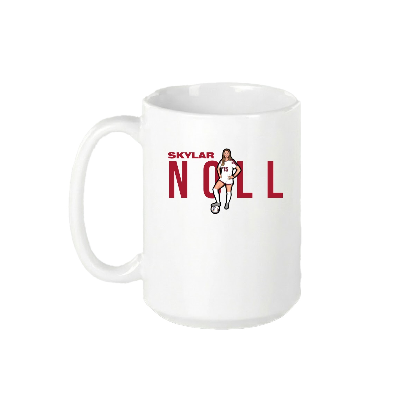 15oz Coffee Mug — Player Name in White