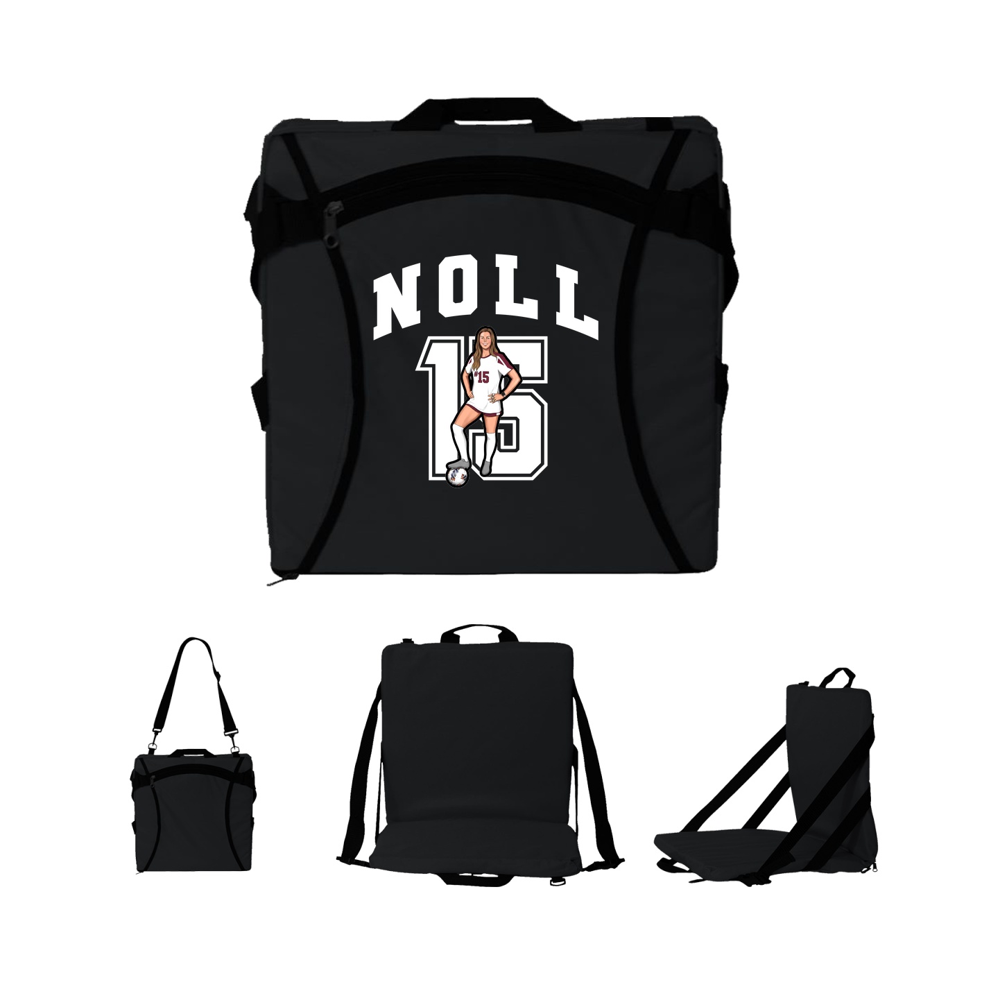 Folding Stadium Seat — Number in Black
