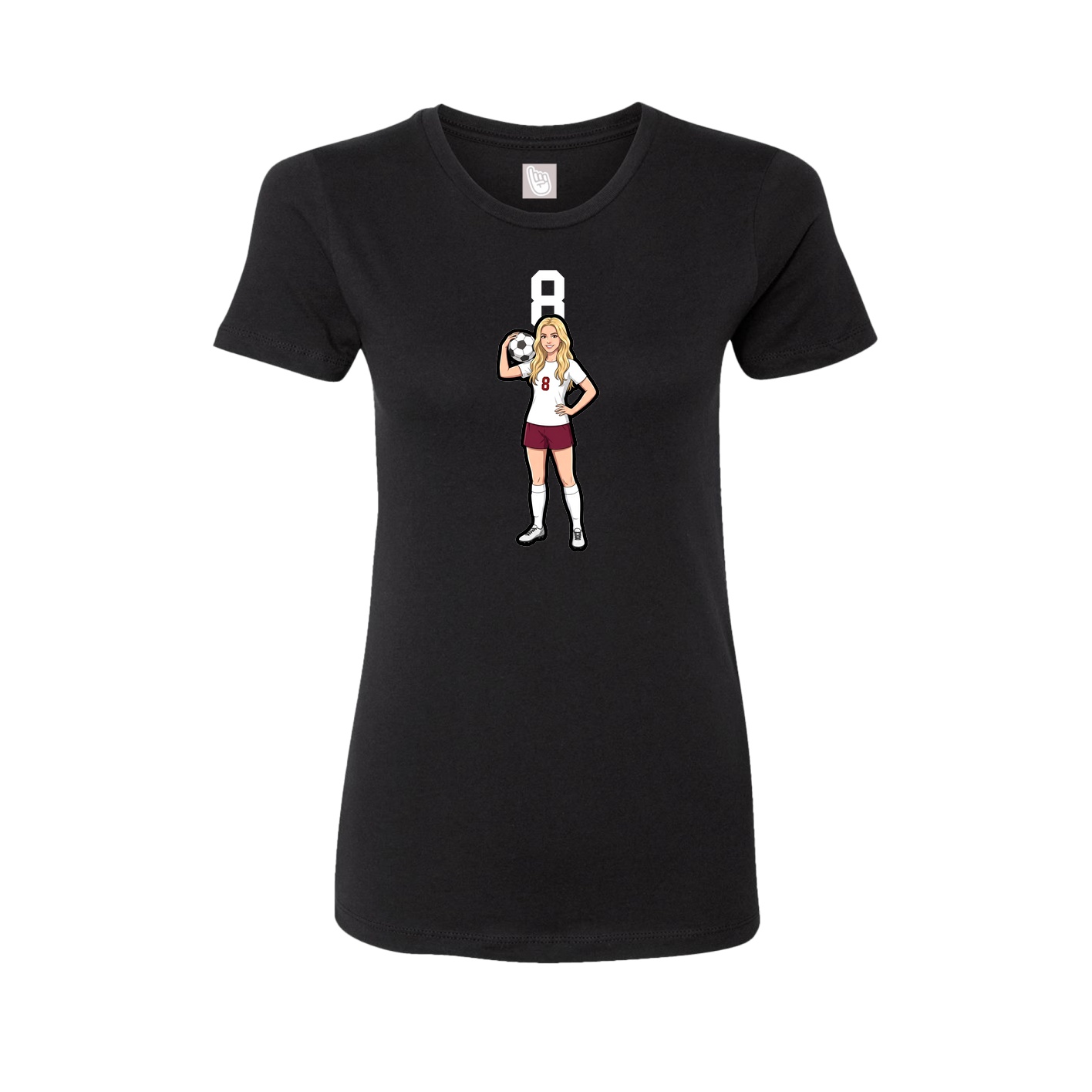 Fitted Women's Tee — Number Top in Black